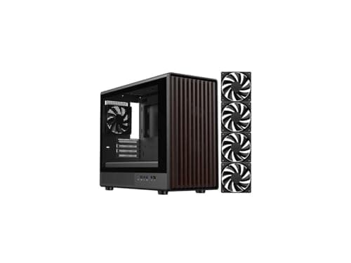 DIYPC DIY-mATX06-Wood Micro ATX Mini Tower Black / Brown with Tempered Glass Side Panel and USB 3.2 Gen 2 Type-C, USB 3.2 Gen 1 Type-A image
