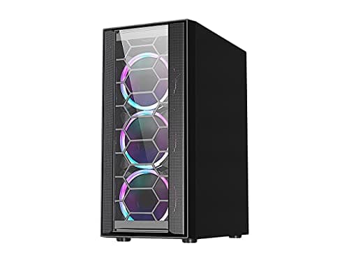 DIYPC Rainbow-Flash-F4 ATX Mid Tower Black Tempered Glass Side Panel image
