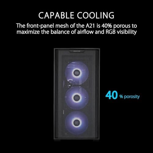Asus A21 Micro ATX Mini Tower Black Tempered Glass Side Panel image