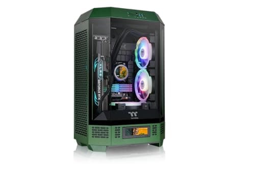 Thermaltake The Tower 300 MicroATX Mini Tower Tempered Glass Side Panel - Racing Green image
