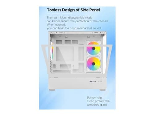 DIYPC ARGB-N1 MicroATX Mid Tower White Tempered Glass Side Panel image