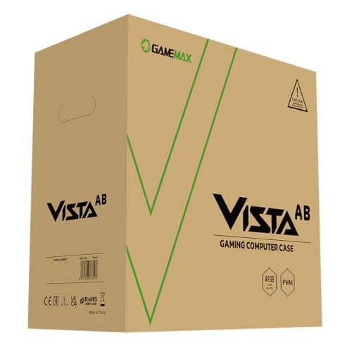 GameMax Vista AB ATX Mid Tower Black Tempered Glass Side Panel image