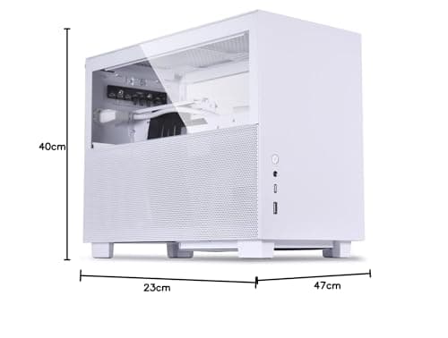 Lian Li Q58 (PCIe 3.0) Mini-ITX Desktop White with Tempered Glass Side Panel, USB 3.2 Gen 2 Type-C, USB 3.2 Gen 1 Type-A, and 342 x 170 x 250 mm dimensions image