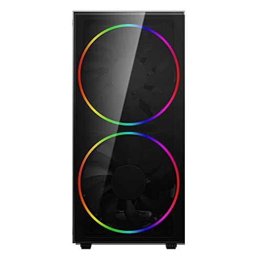Gamemax Black Hole Black USB3.0 Tempered Glass ATX Mid Tower Gaming Computer Case w/2 x 200mm ARGB Ring Fan x Front and 1 x 120mm ARGB Ring Fan x Rear (Pre-Installed) image