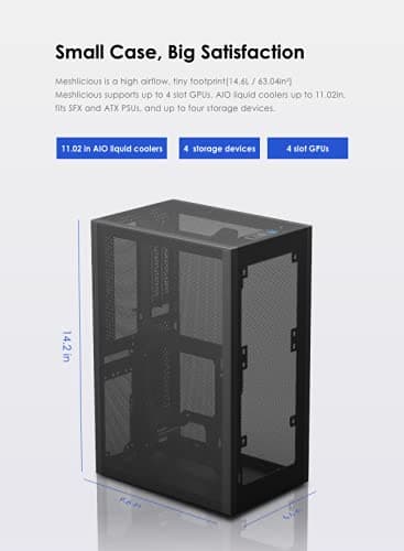 SSUPD Meshlicious Mini-ITX Tower Black Tempered Glass Side Panel, USB 3.2 Gen 2 Type-C, USB 3.2 Gen 1 Type-A image