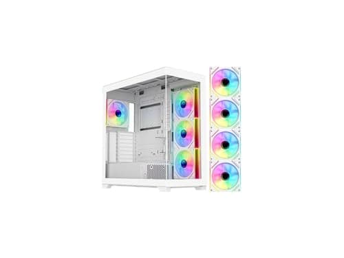 DIYPC Vanguard-F2 ATX Full Tower White with Tempered Glass Side Panel and USB 3.2 Gen 1 Type-C USB 3.2 Gen 1 Type-A image