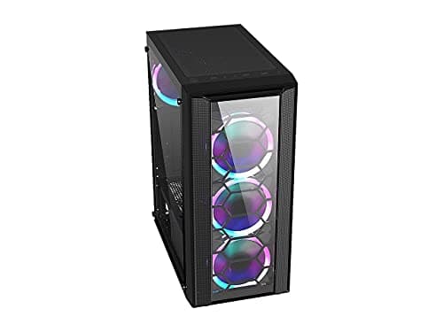 DIYPC Rainbow-Flash-F4 ATX Mid Tower Black Tempered Glass Side Panel image