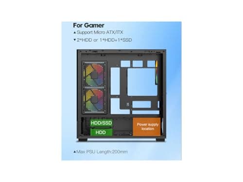 DIYPC ARGB-N1 Micro ATX Mid Tower Black with Tempered Glass Side Panel and USB 3.2 Gen 2 Type-C, USB 3.2 Gen 1 Type-A image