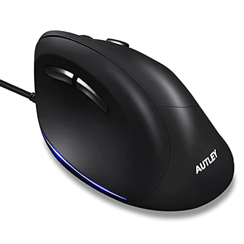 Wired Ergonomic Mouse, AUTLEY Vertical Mouse USB Wired Mouse for Laptop Desktop Computer Mac, 1000/1600/2400/3200 DPI, Better for Large Hands, Black image