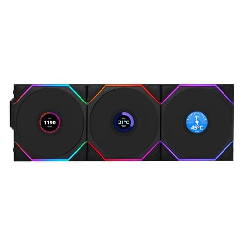 Lian Li UNI FAN TL LCD Wireless 120mm Black Addressable RGB PWM 3-Pack image