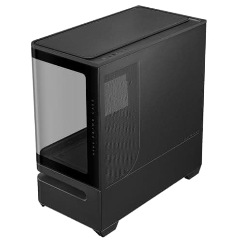 Asus Prime AP202 Micro ATX Mid Tower Black with Tempered Glass Side Panel and USB 3.2 Gen 2x2 Type-C, USB 3.2 Gen 1 Type-A image