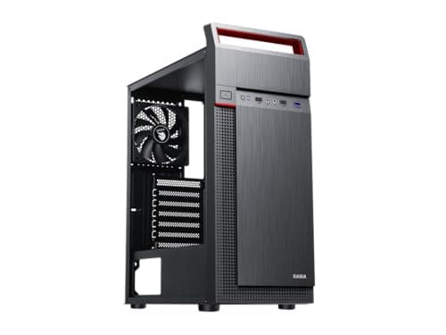SAMA Sama-S88-BK ATX Mid Tower Black / Red with Tempered Glass Side Panel and USB 3.2 Gen 1 Type-A, USB 2.0 Type-A image