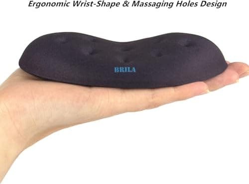 BRILA Ergonomic Memory Foam Mouse Wrist Rest Support Pad Cushion for Computer, Laptop, Office Work, PC Gaming - Massage Holes Design - Wrist Pain Relief (Black Mouse Wrist Rest) image
