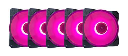 Apevia APEVIA CO512L-PK Cosmos 120mm Pink Ultra Silent 16 LEDs Anti-Vibration Rubber Pads 56.67 CFM 5-Pack image