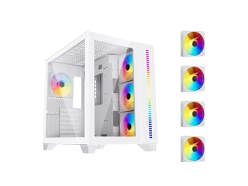 DIYPC ARGB Q10 ATX Mid Tower White Tempered Glass Side Panel image
