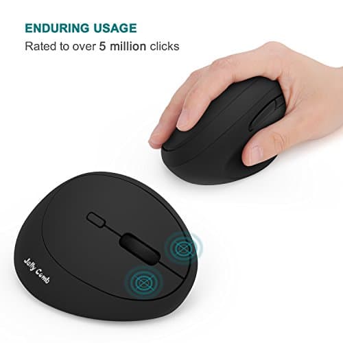 Wireless Vertical Mouse, Jelly Comb Wireless Mouse 2.4G High Precision Ergonomic Optical Mice 【 for Small Hands 】 (Black) image