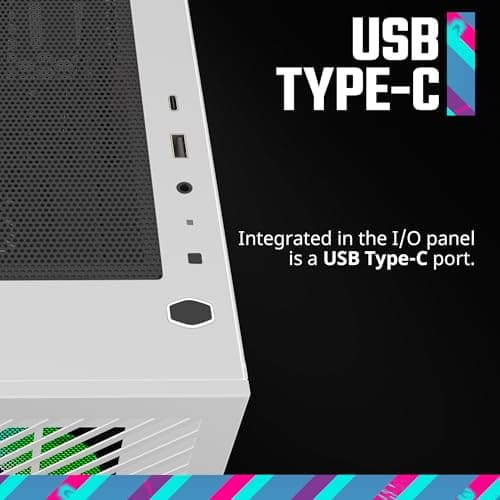Cooler Master Elite 301 MicroATX Mid Tower White Tempered Glass Side Panel USB 3.2 Gen 1 Type-C & Type-A Front Panel image