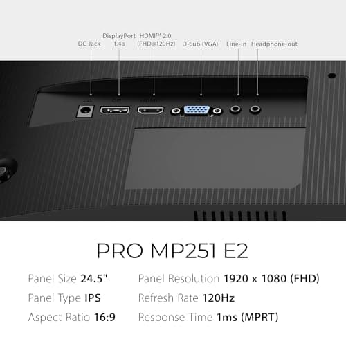 MSI PRO MP251 E2 24.5" 1080p 120Hz IPS Monitor image