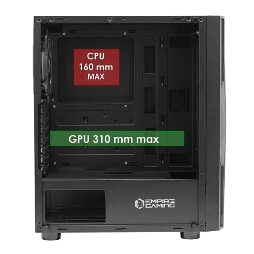 Empire Gaming Diamond ATX Mid Tower Black with Tempered Glass Side Panel and USB 3.2 Gen 1 Type-A, USB 2.0 Type-A Front Panel image