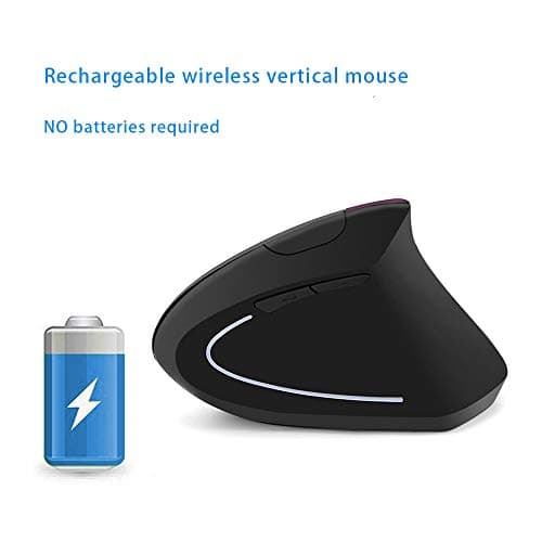 Wireless Ergonomic Mouse,Funwaretech 【Rechargeable】 2.4G Vertical Optical Mice,800/1200 /1600 DPI with 6 Buttons for Laptop,Desktop,PC, MacBook - Purple image