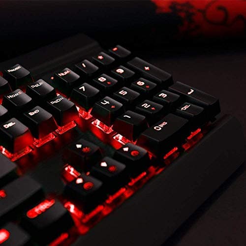 Mechanical Gaming Keyboard,Rii K61C USB Wired 104keys Anti-ghosting Mechanical Programmable Gaming Keyboard,Blue Switches with 3 Macro Keys,Red LED Illuminated Backlit for PC, Windows and Mac image