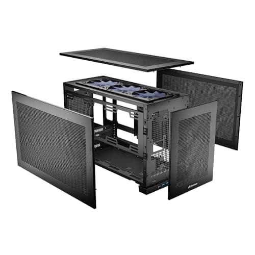 SHARKOON Rebel C20 Mini-ITX Desktop Black Mesh Side Panel, RGB image