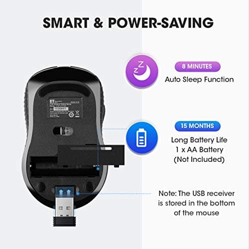 VicTsing Computer Wireless Mouse, 2.4G Portable USB Mouse Ergonomic Mouse- Fit Your Hand Nicely, 5 Adjustable DPI Levels, Page Down/Up Buttons, 20 Months Battery Life, Designed for PC, Desktop, Laptop image