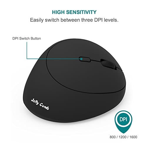 Wireless Vertical Mouse, Jelly Comb Wireless Mouse 2.4G High Precision Ergonomic Optical Mice 【 for Small Hands 】 (Black) image