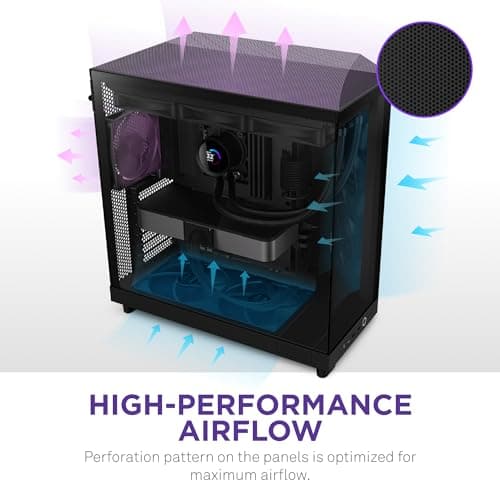 NZXT H6 Flow ATX Mid Tower Black with Tempered Glass Side Panel image