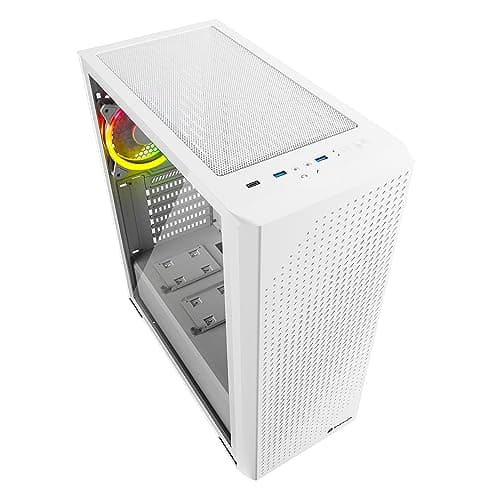 SHARKOON VS9 RGB ATX Mid Tower White Tempered Glass Side Panel USB 3.2 Gen 2 Type-C USB 3.2 Gen 1 Type-A image