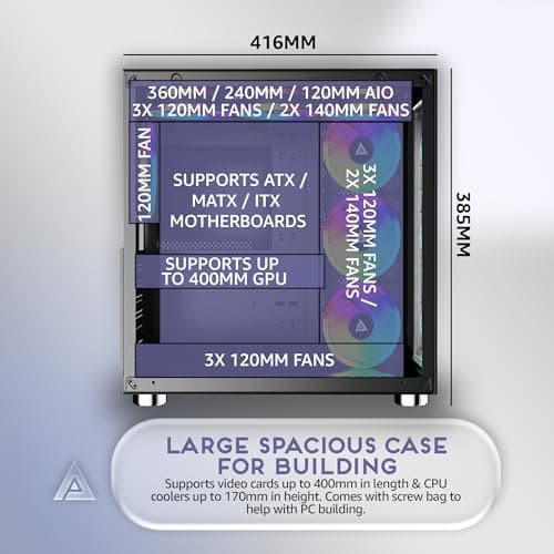 Apevia Prism Elite ATX Mid Tower Black Tempered Glass Side Panel image