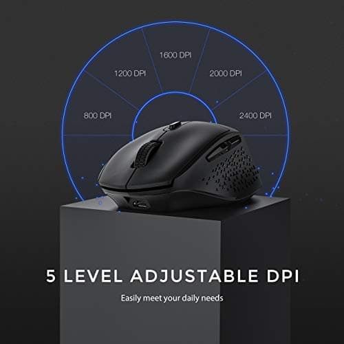 VicTsing Wireless Mouse Rechargeable, 2020 Unique Comfortable Ergonomic Mouse, Noiseless/Adjustable 2400Dpi/6 Buttons, Cordless Mice with USB Receiver for PC, Computer, Laptop, MacBook image