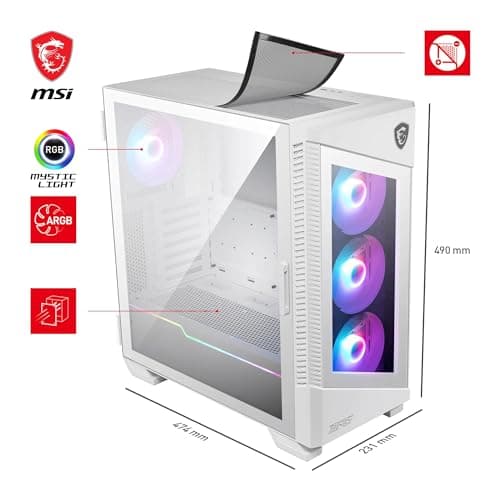 MSI MPG VELOX 100R ATX Mid Tower White with Tempered Glass Side Panel and Front Panel USB 3.2 Gen 2x2 Type-C, USB 3.2 Gen 1 Type-A image