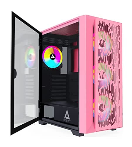 Apevia Destiny Flow ATX Mid Tower Pink Tempered Glass Side Panel main image