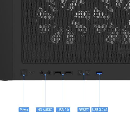 Montech X3 Mesh ATX Mid Tower Black with Mesh, Tempered Glass Side Panel, and USB 3.2 Gen 1 Type-A, USB 2.0 Type-A image