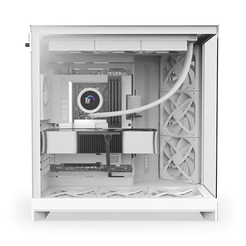 NZXT H9 Flow (2025) ATX Mid Tower White Tempered Glass Side Panel, USB 3.2 Gen 2x2 Type-C, USB 3.2 Gen 1 Type-A image