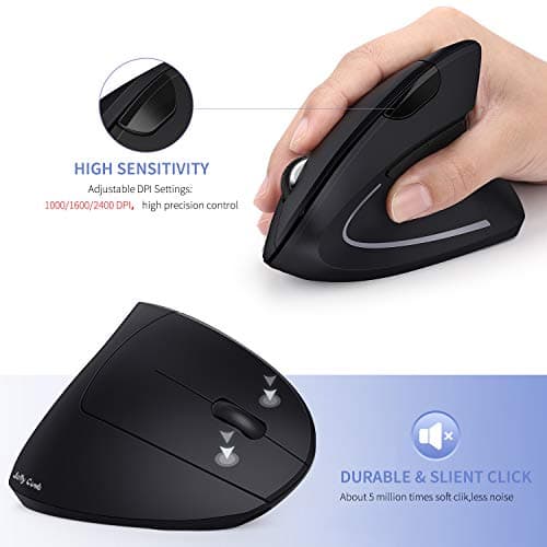 Wireless Ergonomic Mouse, Jelly Comb Rechargeable 2.4G Bluetooth Vertical Mouse Switch to 3 Devices Optical Mice with 6 Buttons 3 Adjustable DPI Levels for Laptop, PC, MacBook, Notebook image