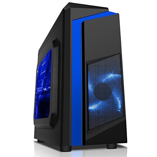 CiT F3 Micro ATX Mini Tower Black / Blue with Acrylic Side Panel and USB 3.2 Gen 1 Type-A, USB 2.0 Type-A main image
