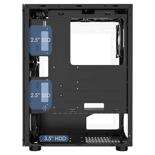 CiT Mirage F6 ATX Mid Tower Black with Tempered Glass Side Panel and USB 3.2 Gen 1 Type-A / USB 2.0 Type-A image