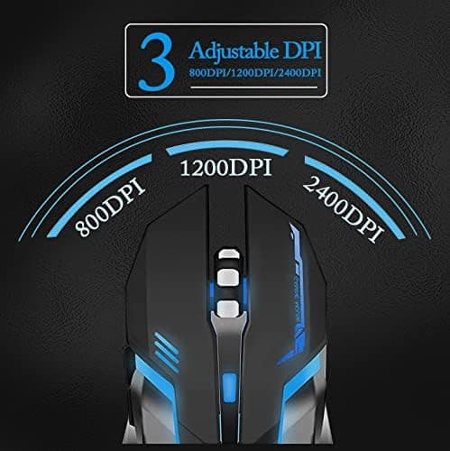 Wireless Gaming Mouse, Scettar Rechargeable Computer Gaming Mouse Unique Silent Click, 7 Breathing Led Light, 3 Adjustable DPI,Iron Plate, Power Saving Mode Wireless Mouse for Laptop/PC/Notebook image