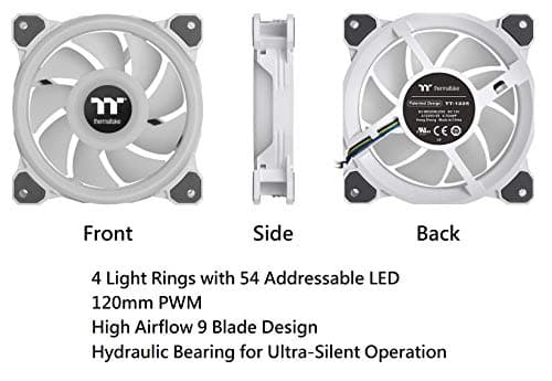 Thermaltake Riing Quad 14 RGB Radiator TT Premium Edition 140mm White RGB PWM 60.17 CFM 3-Pack image