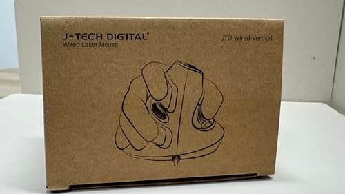 J-Tech Digital Scroll Endurance Wired Mouse Ergonomic Vertical USB Mouse with Adjustable Sensitivity (600/1000/1600 DPI), Removable Palm Rest & Thumb Buttons - Reduces Hand/Wrist Pain (Wired) image