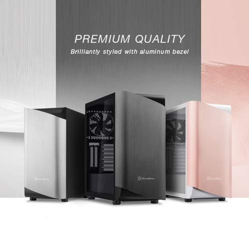 Silverstone SETA A1 ATX Mid Tower Silver / Black with Tempered Glass Side Panel, USB 3.2 Gen 2 Type-C, USB 3.2 Gen 1 Type-A image