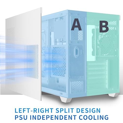 MUSETEX Y6 ATX Mid Tower White ARGB with Tempered Glass Side Panel and USB 3.2 Gen 2 Type-C, USB 3.2 Gen 1 Type-A, USB 2.0 Type-A image