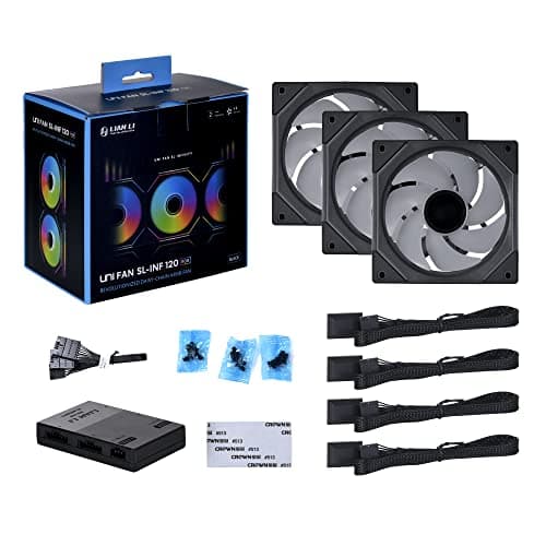 Lian Li Uni Fan SL-Infinity 120mm Black Addressable RGB PWM 61.3 CFM 3-Pack image