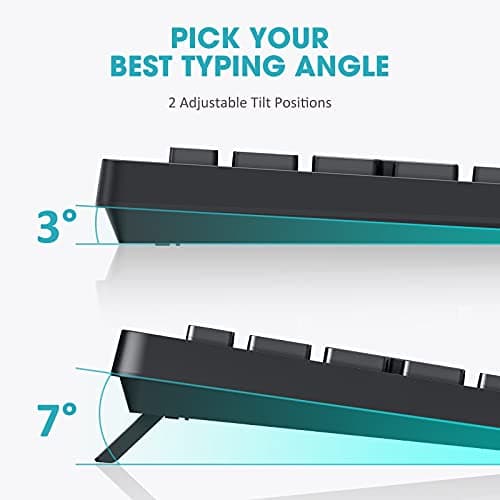 VicTsing [Whisper Quiet] Wireless Keyboard and Mouse Combo, 2.4G Full Size Keyboard and Mouse, Num/Caps/Power Indicator, USB Unifying Receiver, for Office & Home, for PC Laptop Windows Mac iMac,Black image