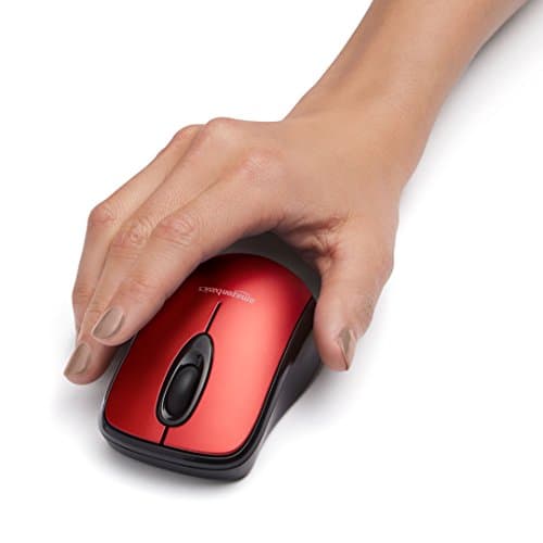 AmazonBasics Wireless Computer Mouse with Nano Receiver - Red image