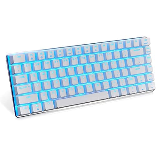 LexonElec 82 Key Mechanical Keyboard Metal Mechanical Wired Usb Blue Switch Computer Gaming Keyboard With Blue LED Backlit For Computer Gamers (Blue Switch, White) image