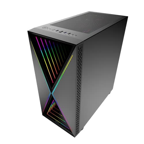 BGears b-BlackWidow-RGB ATX Mid Tower Black with Tinted Tempered Glass Side Panel and Front Panel USB 3.2 Gen 1 Type-A, USB 2.0 Type-A image