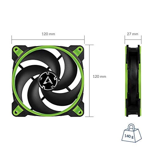 ARCTIC BioniX F120 120mm 69 CFM Black / Green PWM 1-Pack image